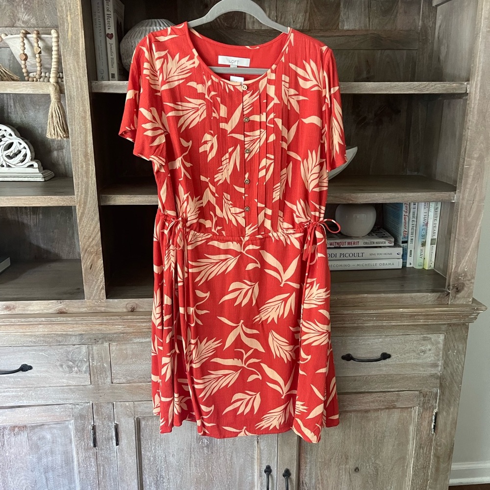 Loft orange flounce dress